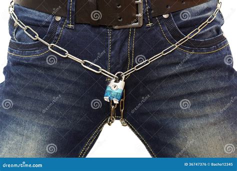 Concept Of No Sex With Chastity Belt And Young Woman Stock Free