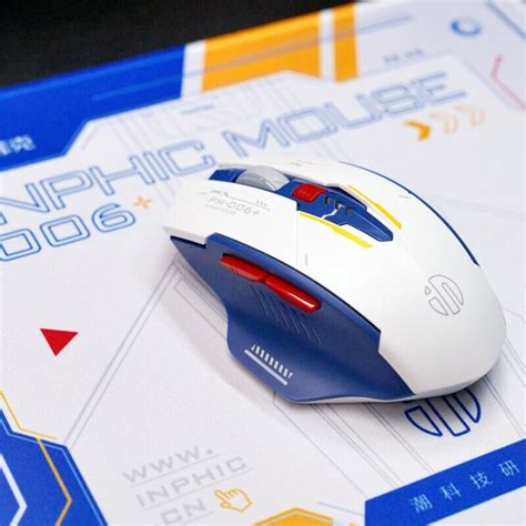 New Inphic M6p Gundam Mecha Wireless Mouse Mute Type C Charging Office
