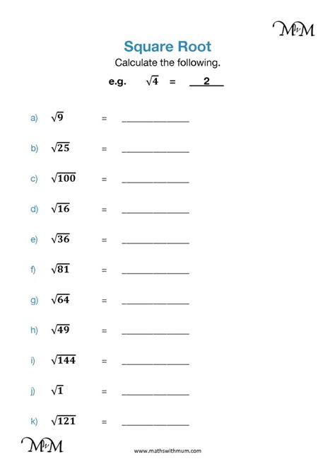 Square Root And Square Numbers Worksheet