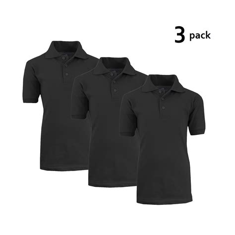 Galaxy By Harvic Boys Black Short Sleeve School Uniform Polo Shirts