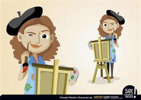 Female Painter Character Vector Download