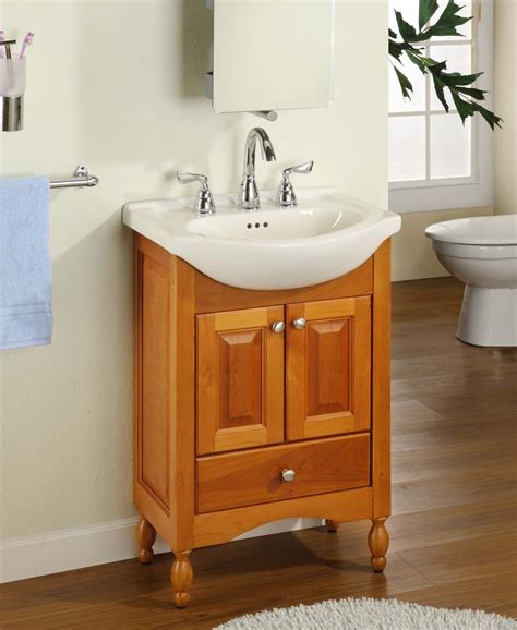 Natural Polished Maple Wood Narrow Bathroom Vanity For Ivory Soap