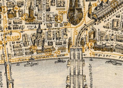 Old Map Of Koln Cologne Germany 1930 Vintage Maps And Prints