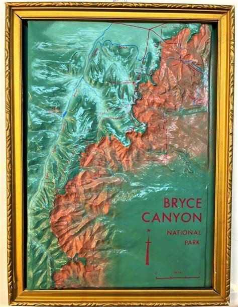 Vintage Raised Plastic Relief Map Bryce Canyon National Park Utah