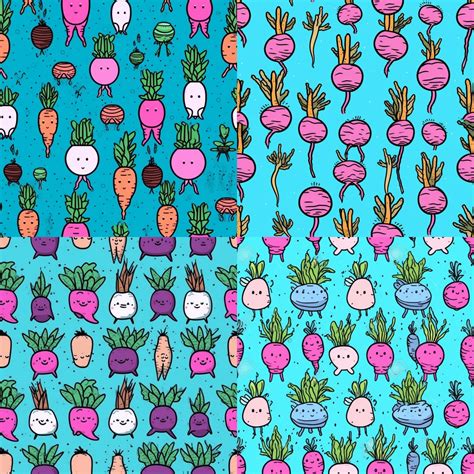 Printable Cartoon Vegetables Wallpaper Pack Of 4 Etsy