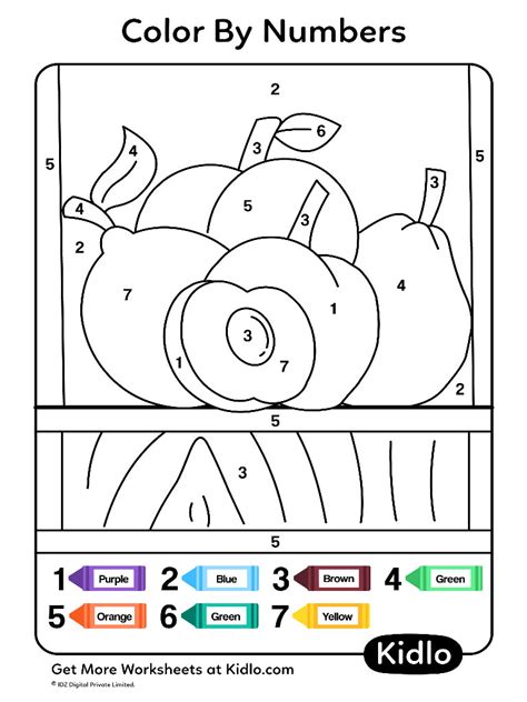 Color By Numbers Fruits Worksheet 23