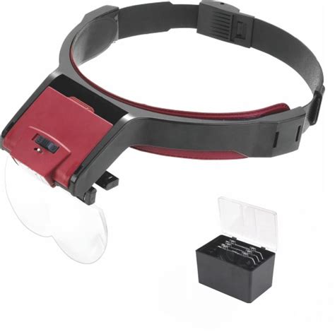 headband helmet magnifying glass led lighted magnifier with 4 different lenses china magnifier