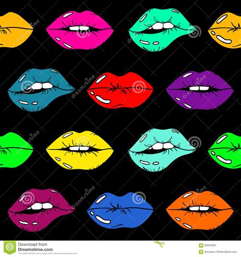 Kleurrijk Naadloos Patroon Van Sexy Vrouwelijke Lippen Vector Illustratie Illustration Of Wens