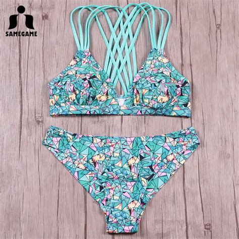 Samegame Sexy Bandage Bikini Swimwear Women Swimsuit 2018 Summer Push Up Bathing Suit Swim