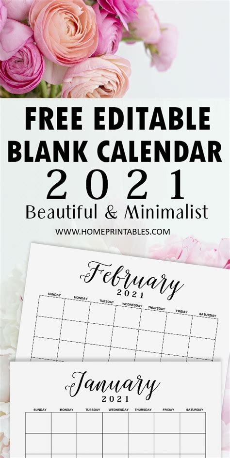 Free Editable 2021 Calendars In Word Printable Calendar
