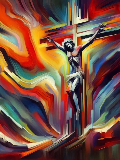 Premium Photo Jesus Christ On Cross Abstract Religious Print Art