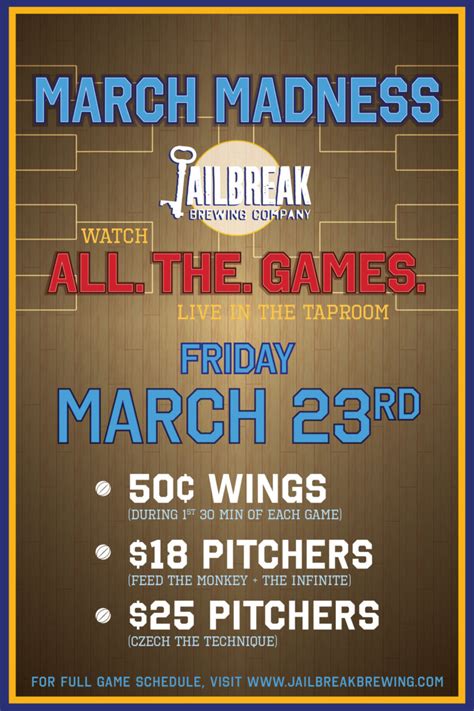March Madness Sweet 16 Jailbreak Brewing Company