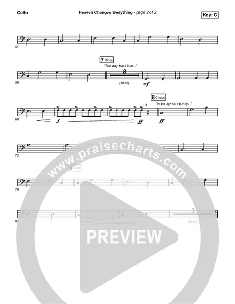 Heaven Changes Everything Cello Sheet Music PDF Big Daddy Weave PraiseCharts