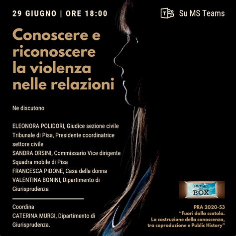 29 giugno 2021 conoscere e riconoscere la violenza nelle relazioni dipartimento di civiltà e