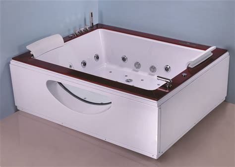 Two Person Jacuzzi Bathtub Indoor Electric Spa Soaking Tub With Oak