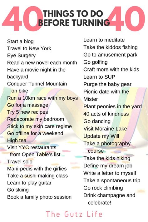40 Things To Do Before Turning 40 The Gutz Life Life Goals List
