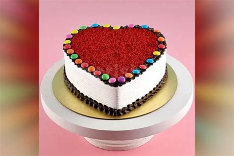 Black forest mid cherry cake (half kg) ₹1,299. Heart Shape Red Velvet Gems Cake (500gms) - Meaura