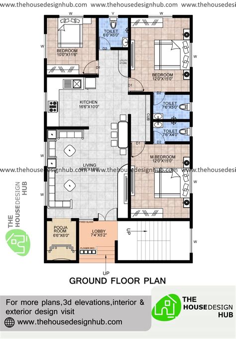 30 X 50 Ft 3 Bhk Bungalow Plan In 1500 Sq Ft The House Design Hub