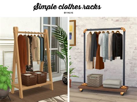 Напольные вешалки с одеждой Simple Clothes Racks для Симс 4 Симс
