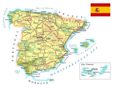 Spanien Physische Karte Der Erleichterung