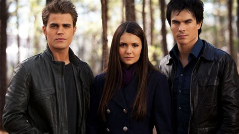 Elena Gilbert Stefan And Damon Salvatore The Vampire Diaries Wallpaper