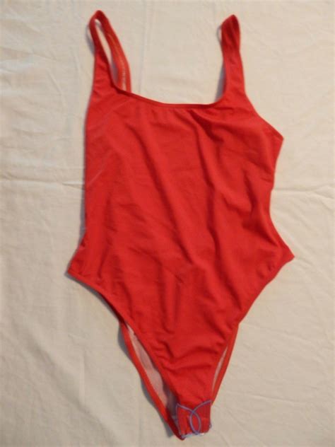 Asos Red One Piece Swimsuit High Leg Size 8 Us 12 Uk Eu 40 Swimwear