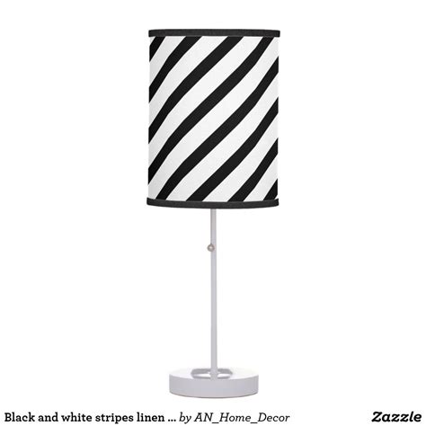 Modern Black And White Diagonal Stripe Pattern Table Lamp