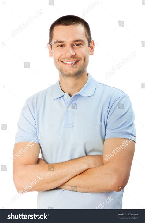 Portrait Of Happy Smiling Man Isolated On White Stock Photo 56048446