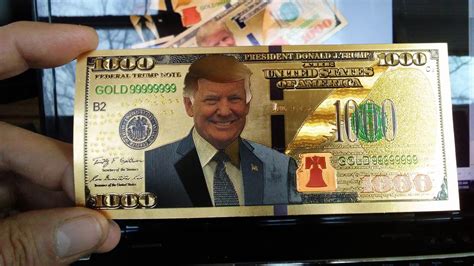 Authentic 24k Gold Commemorative Trump 1000 Denomination Banknote W 24k Gold Certificate Of