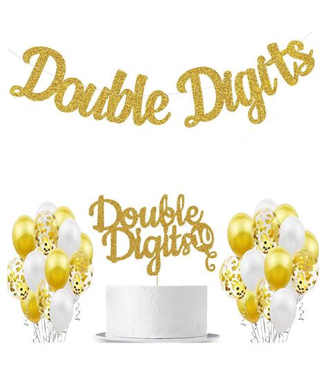 Double Digits Th Birthday Cake Topper With Banner Balloon Combo