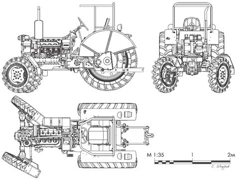 T 40 Tractor Blueprint Tractors Tractor Drawing Automotive Illustration