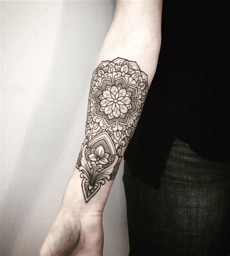 Inside Lower Arm Mandala Pattern Flower Tattoo Tattoos