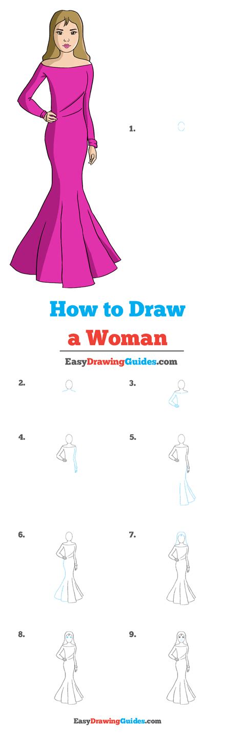 How To Draw A Woman Really Easy Drawing Tutorial