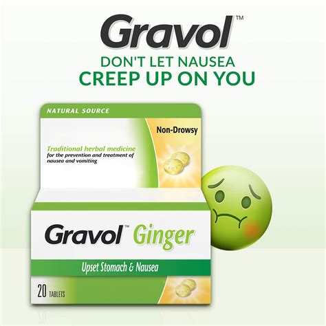 Certified Organic Ginger Gravol Natural Source 20 Tablets