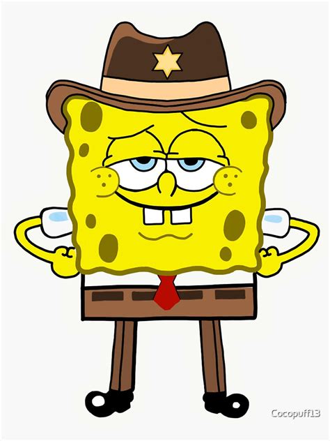 Spongebob Cowboy Sticker For Sale By Cocopuff13 Redbubble