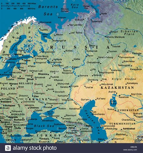 Map Maps Europe Asia Russia Stock Photo 3933781 Alamy