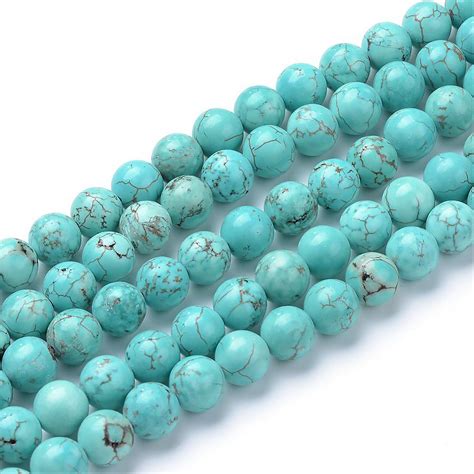 Blue Turquoise Beads Round Natural Gemstone Loose Beads Etsy