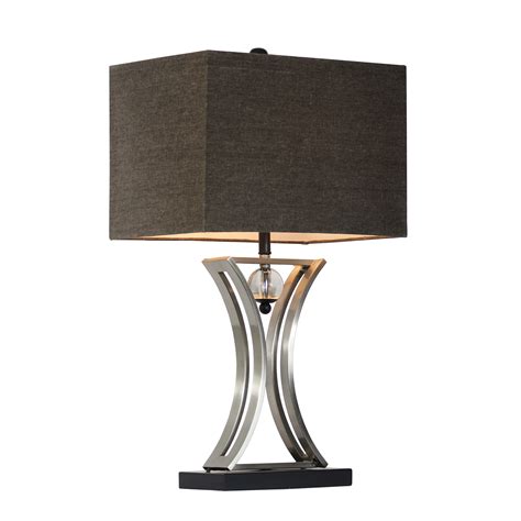 A modern eclectic living room will thrive with the addition of this strikingly unique table lamp. Elegant Designs Brushed Chrome and Black Executive ...