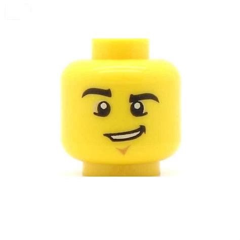 Cheeky Grin Raised Eyebrow Yellow Skin Tone Lego Minifigure Head
