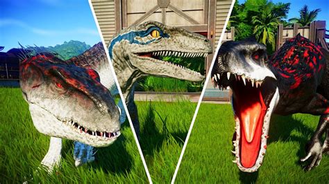 Indoraptor Vs Indominus Rex Vs Blue Jurassic World Evolution Youtube