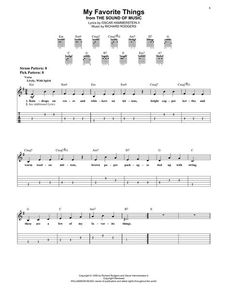 My Favorite Things By Rodgers And Hammerstein Easy Guitar Tab Guitar Instructor