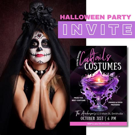 Editable Halloween Party Invitation Halloween Party Template Etsy