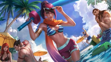 Pool Party Fiora Lol Splash Art League Of Legends Lol K Wallpapers