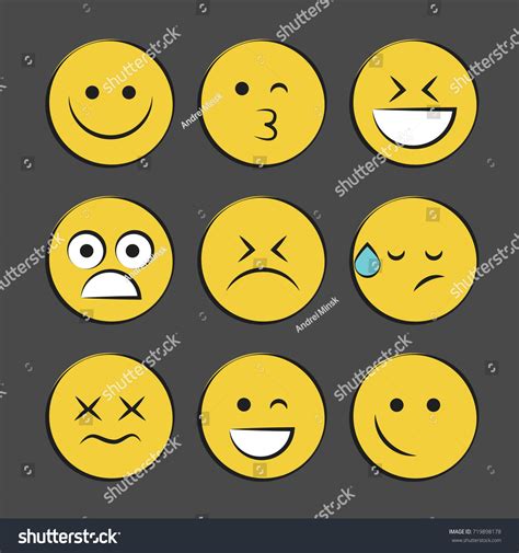 Set Smile Icons Emoji Emoticons Stock Vector Royalty Free 719898178