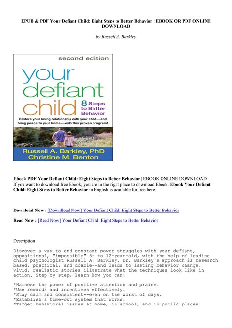 Download Your Defiant Child Eight Steps To Better Behavior Russell A