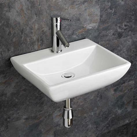 Wall Mounted Basin Bathroom Sink Rectangular 445mm X 335mm White