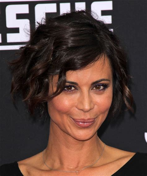Sexy tousled wavy bob for brunettes. Catherine Bell Short Wavy Casual Hairstyle - Dark Brunette ...