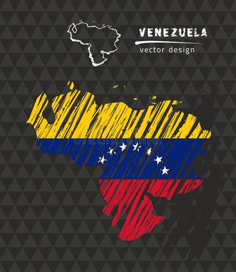 Mapa De Venezuela Con La Bandera Dentro En El Fondo Negro Ejemplo Del