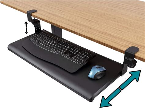 Stand Up Desk Store Large Clamp On Retractable Adjustable Keyboard Tray
