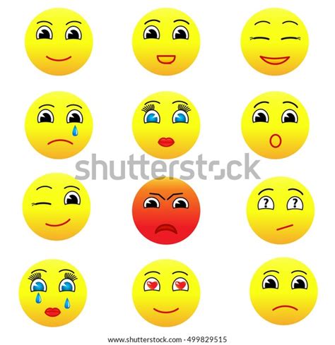 Set Emoticons Set Emoji Smile Icons Stock Vector Royalty Free